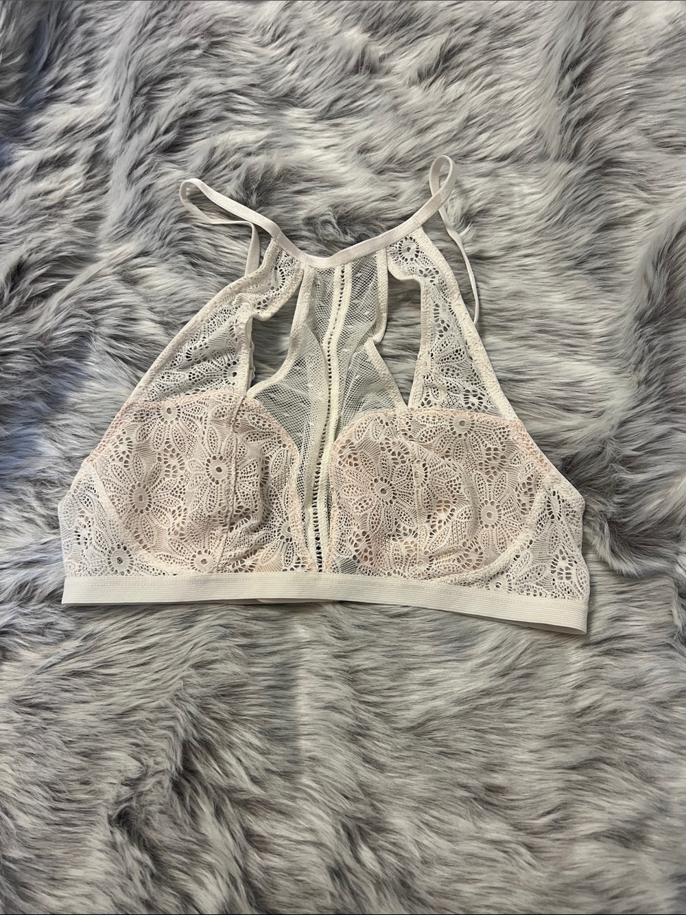 Victoria’s Secret Lace High-Neck Bralette in Ivory